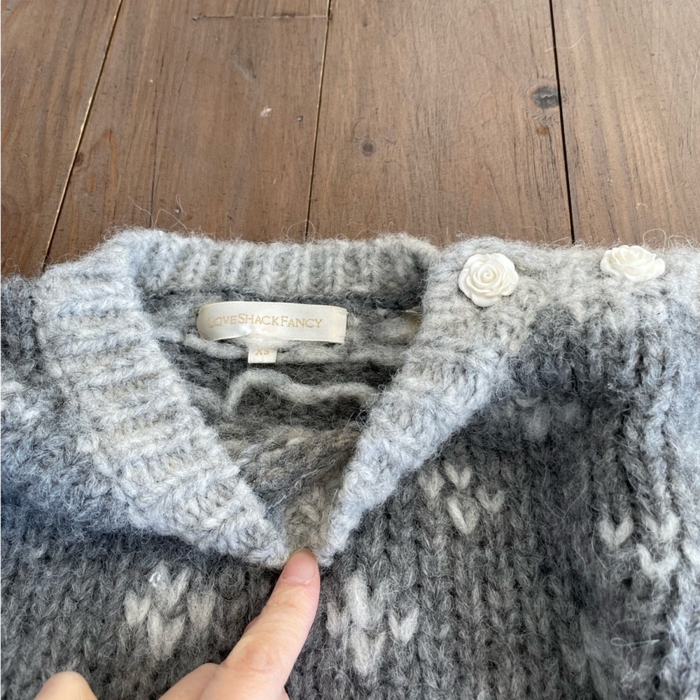 Loveshackfancy Rosie alpaca grey love heart sweater - Picture 7 of 8